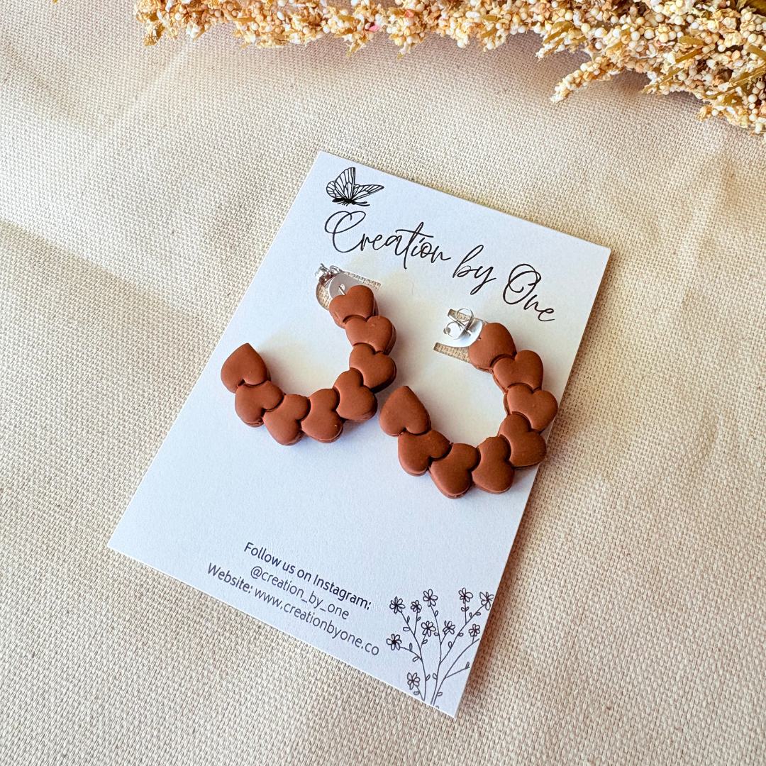 Brown Neutral Hoop Earrings | Lightweight Handmade Polymer Clay Jewelry