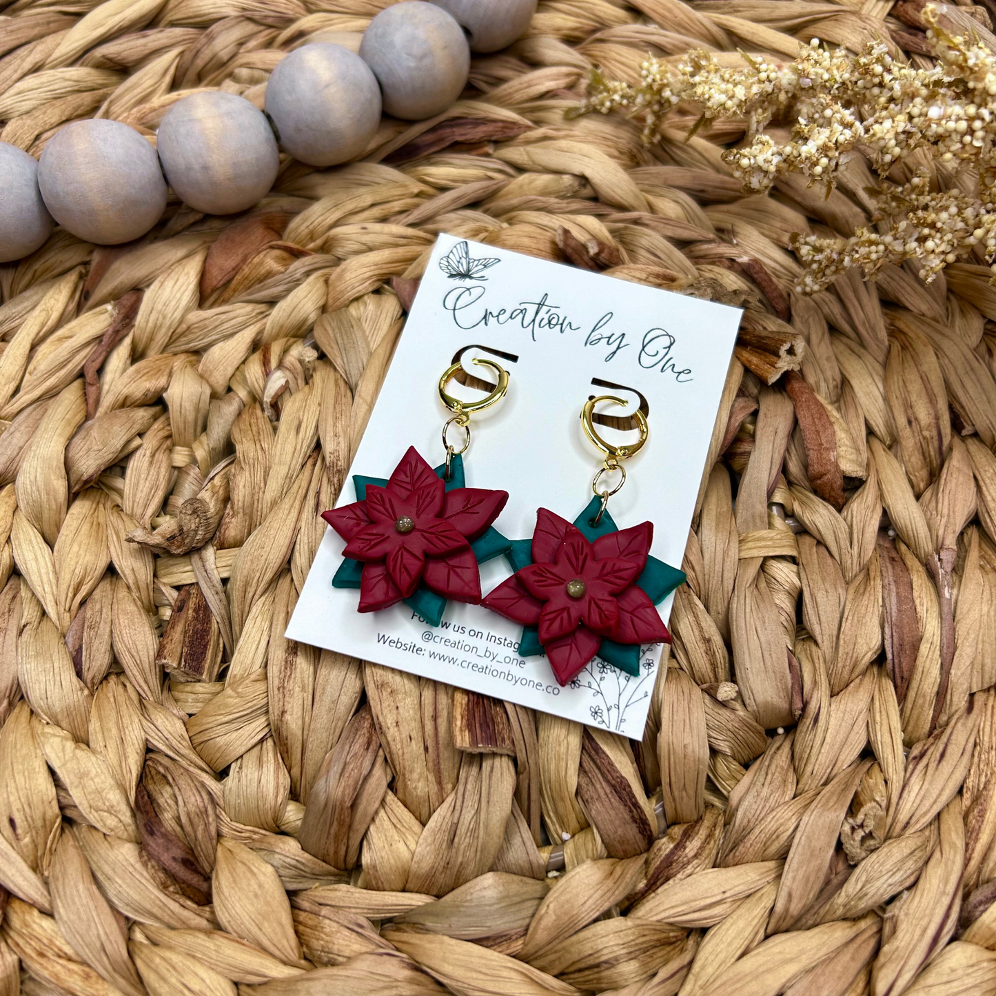 Poinsettia Polymer Clay Earrings