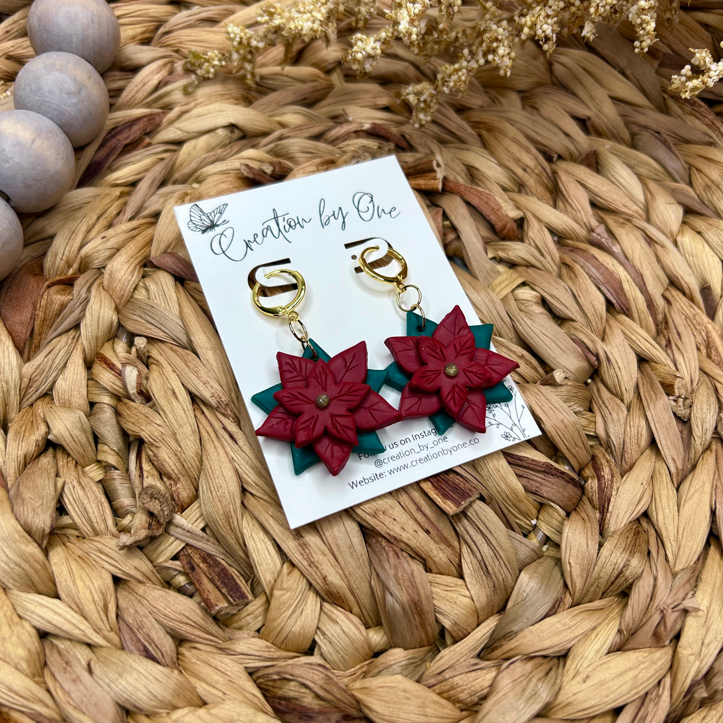 Poinsettia Polymer Clay Earrings