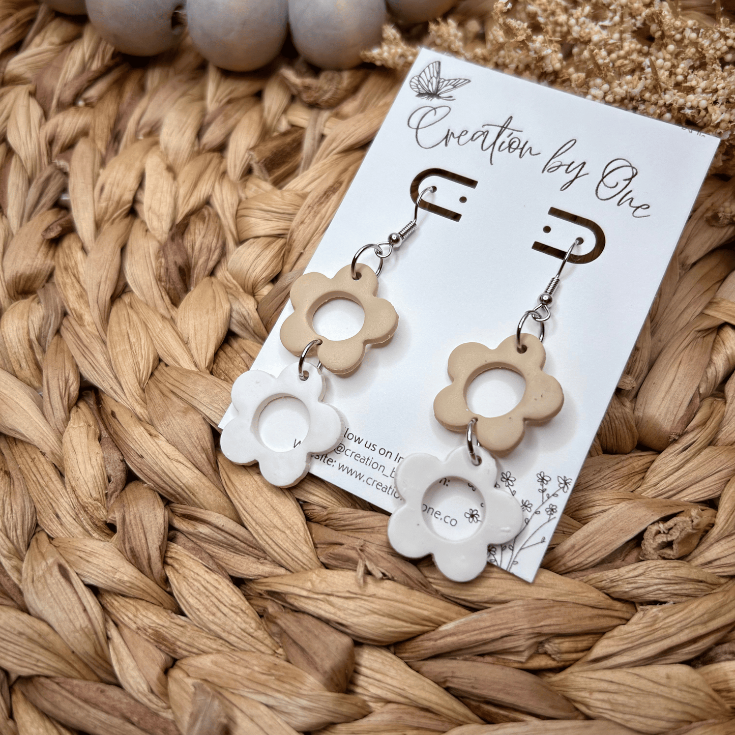 Neutral Spring Flowers polymer clay earrings
