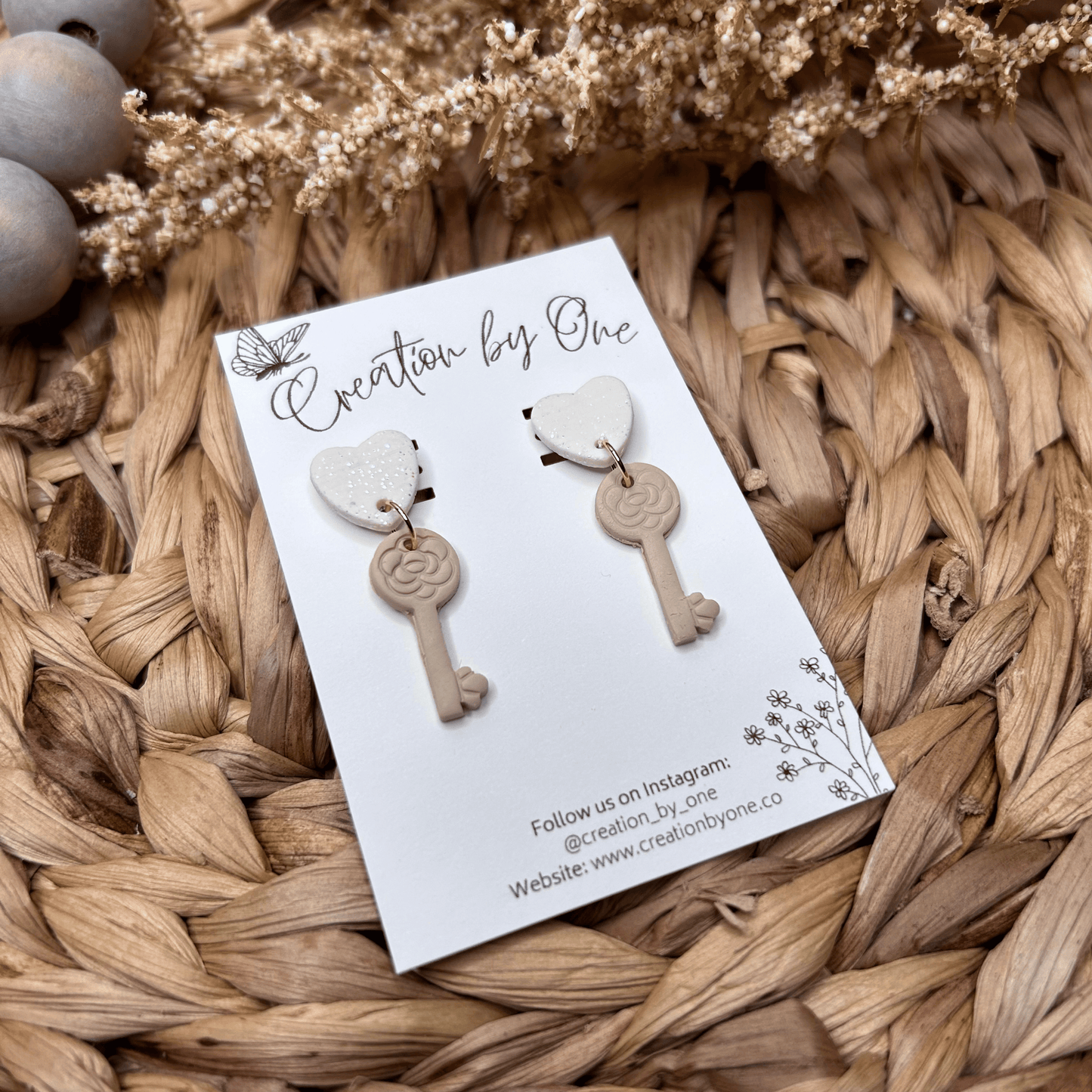 Keys to my Heart Valentine Clay Earrings