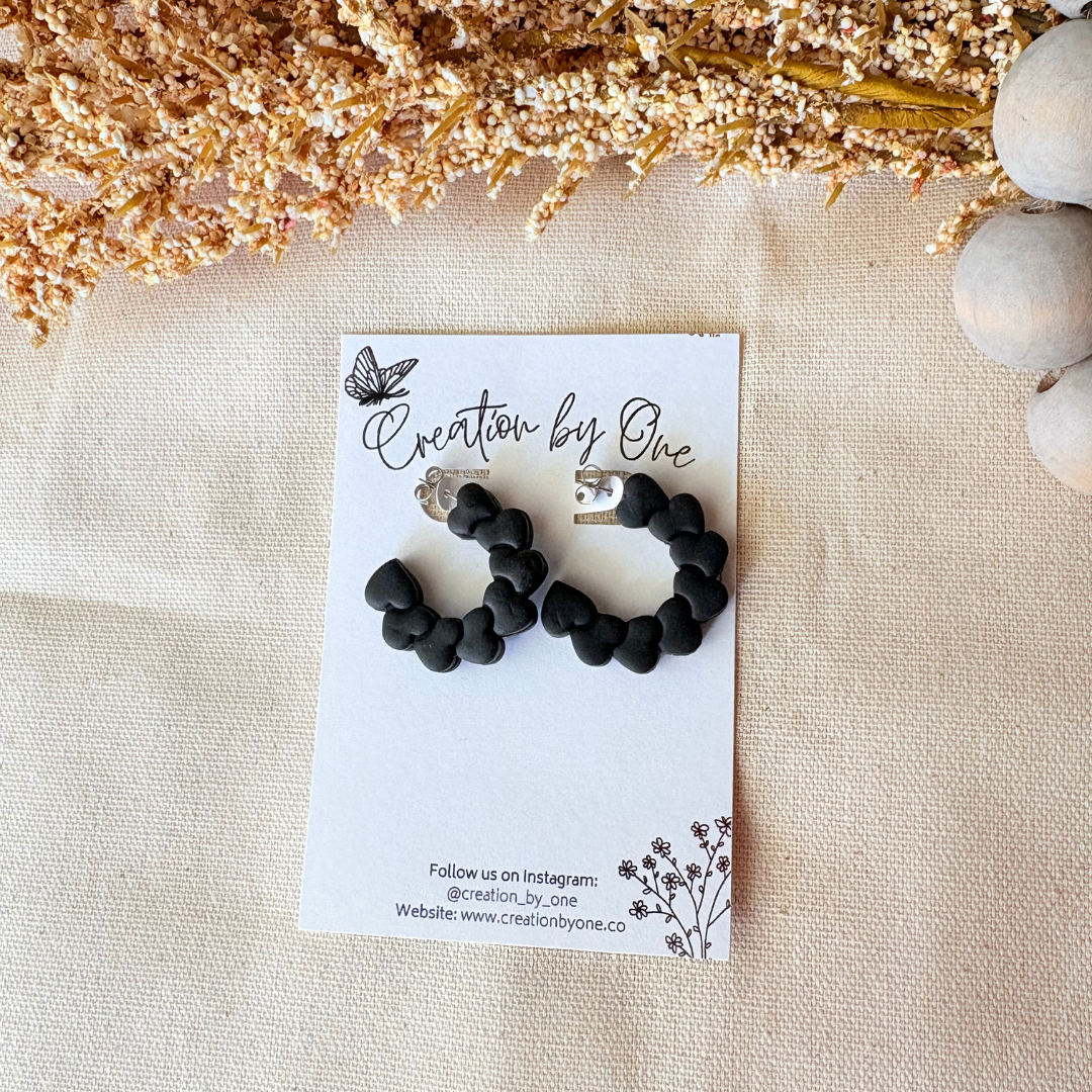 Black Hoop Earrings | Lightweight Handmade Polymer Clay Jewelry