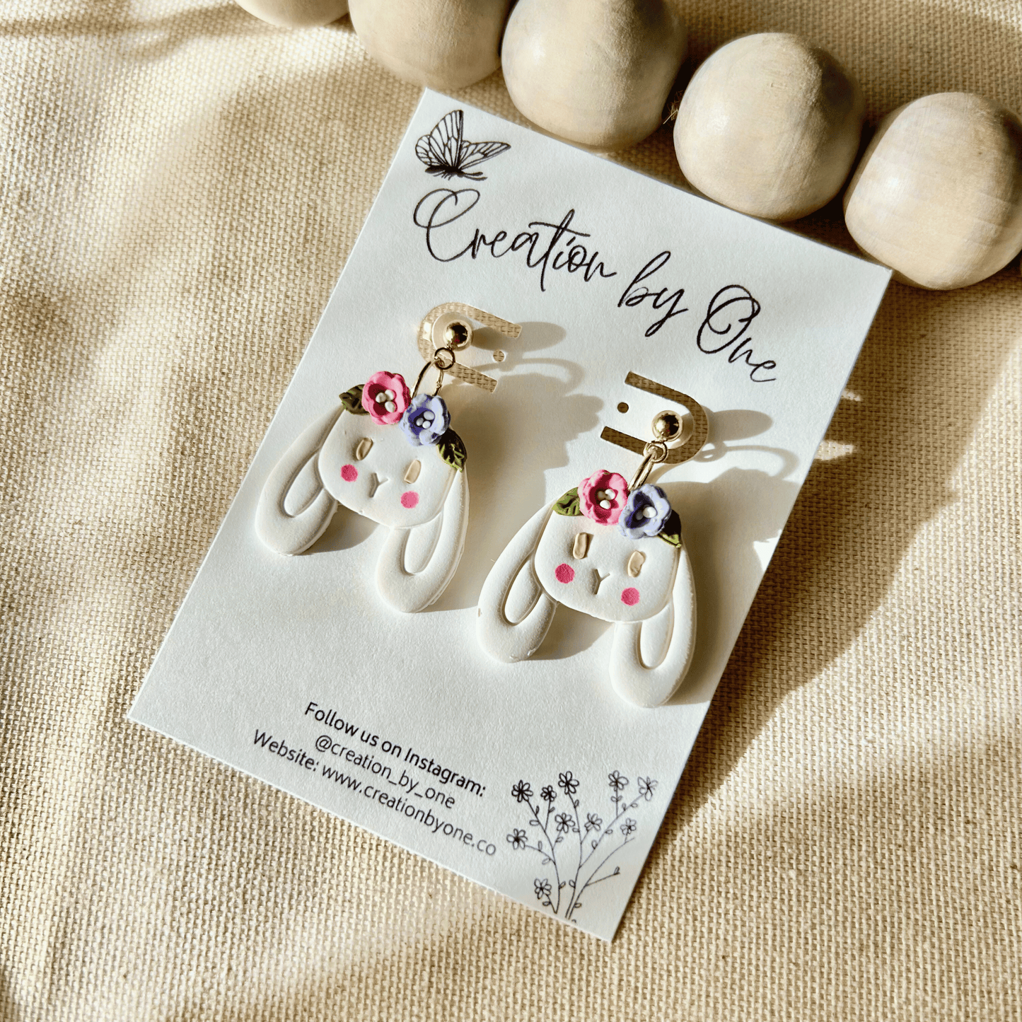Spring Bunny Polymer Clay Earrings 🌸🐰✨