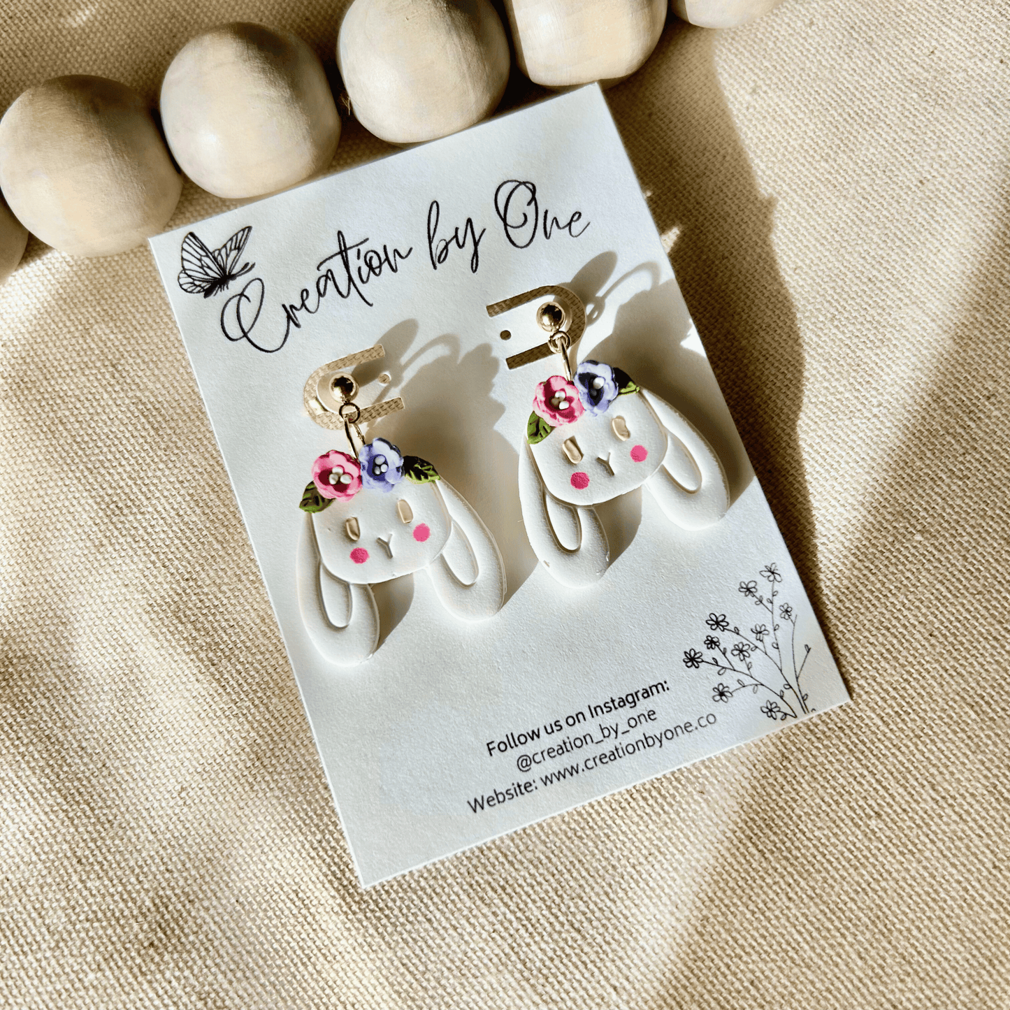 Spring Bunny Polymer Clay Earrings 🌸🐰✨