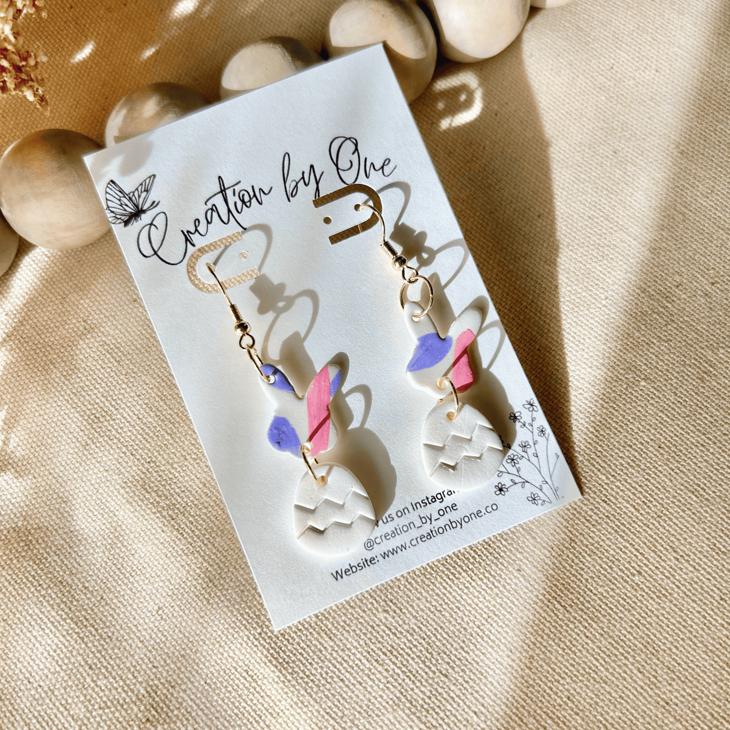Abstract Easter Bunny & Egg Polymer Clay Earrings – Lightweight & Hypoallergenic 🐰🥚🌸