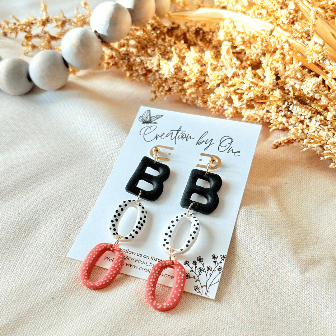 Boo Polymer Clay Earrings – Halloween Earrings | Lightweight 14K Gold Plated Post