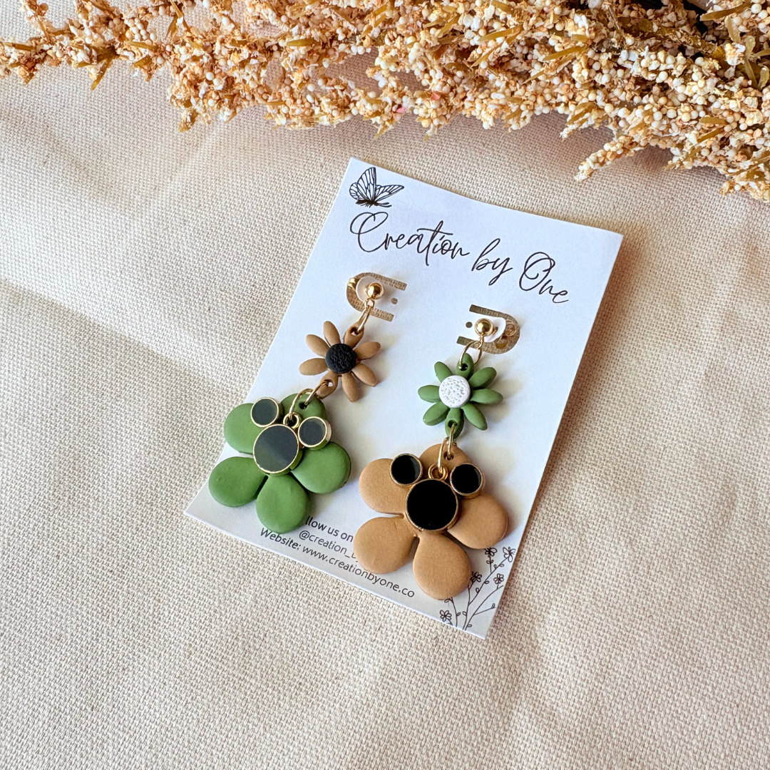 Green Galactic Ears Earrings | 14K Gold Plated Lightweight Polymer Clay Jewelry
