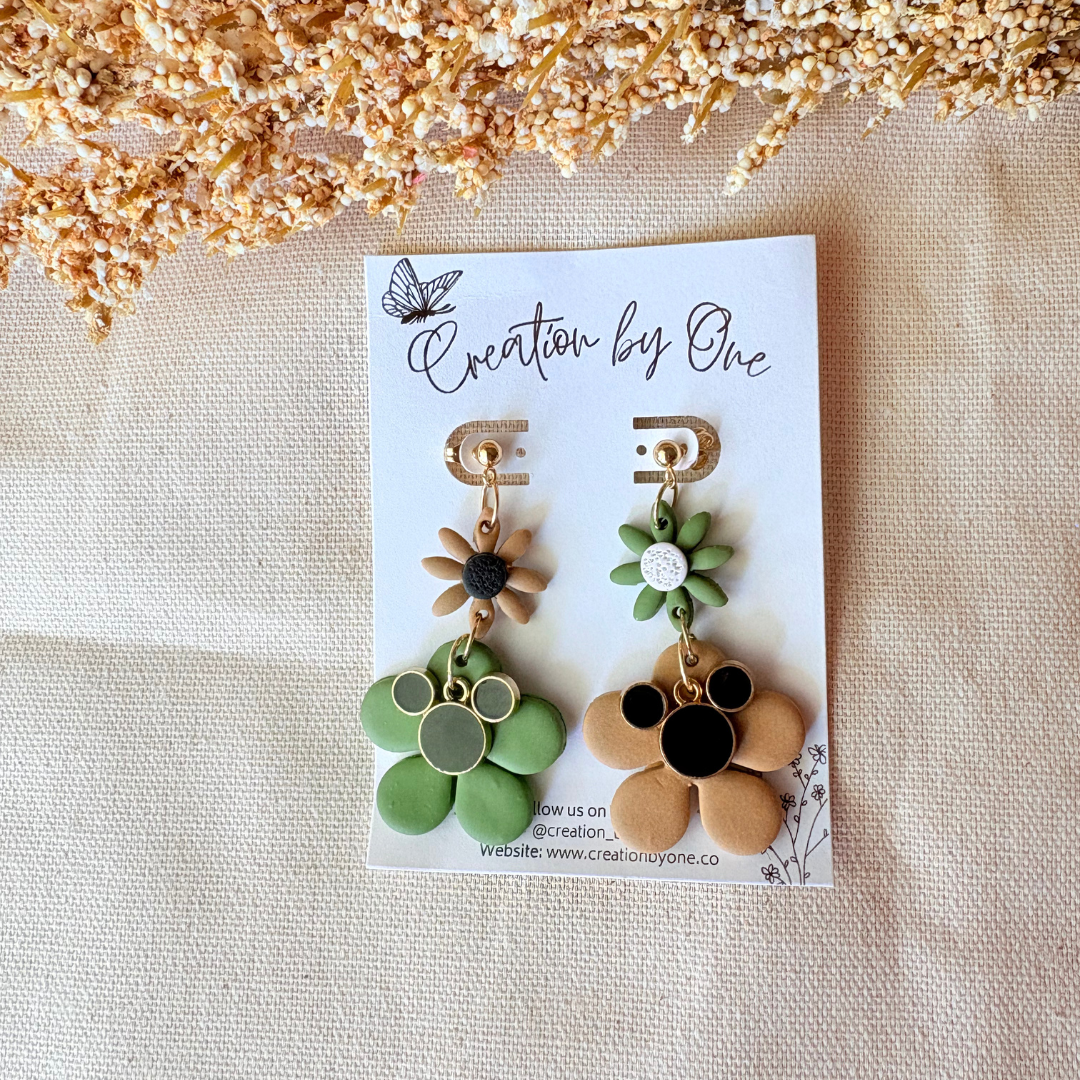 Green Galactic Ears Earrings | 14K Gold Plated Lightweight Polymer Clay Jewelry
