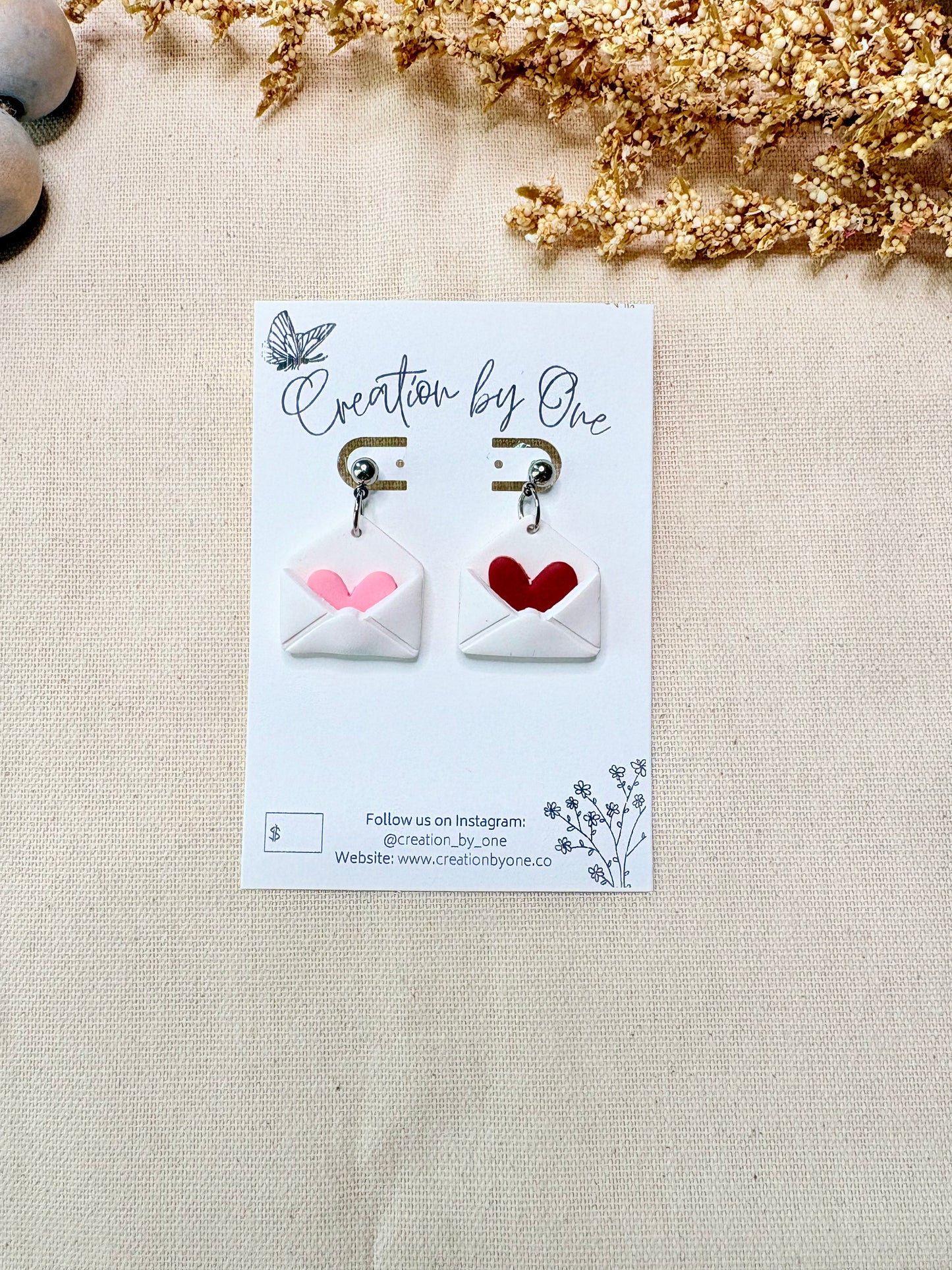 Red and pink heart letter earrings lightweight hypoallergenic statement jewelry