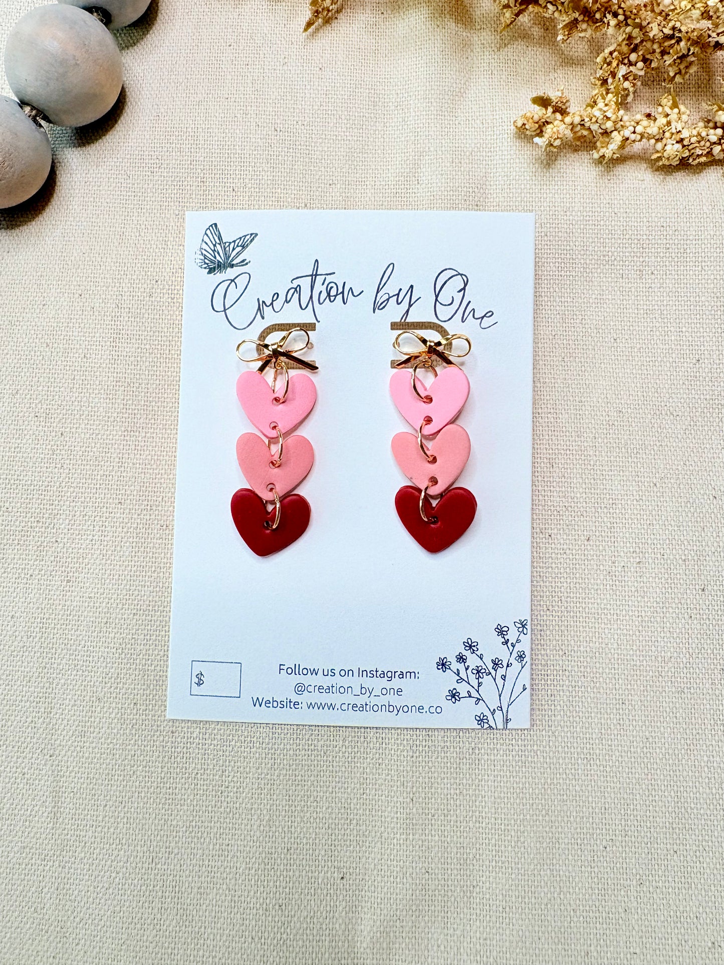 Romantic pink and red heart earrings lightweight gold plated statement jewelry