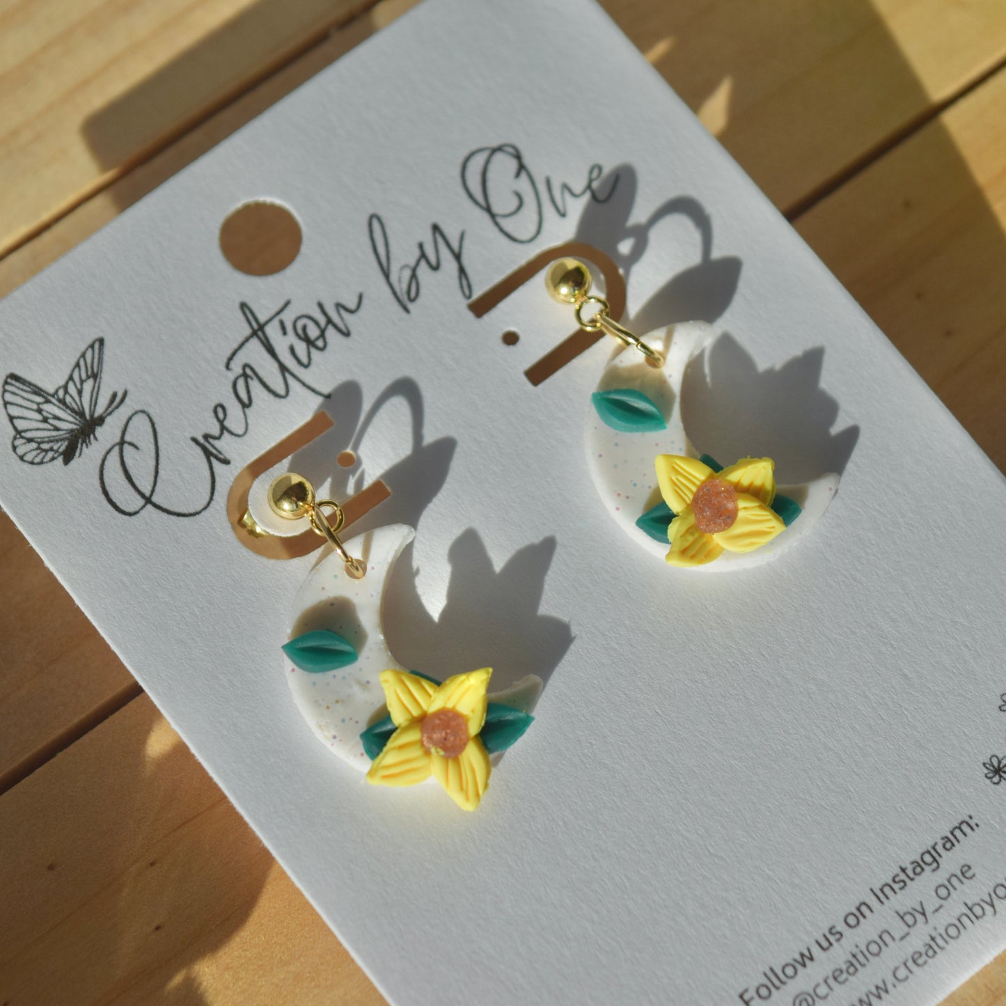 Moon Flower- Polymer Clay Earrings