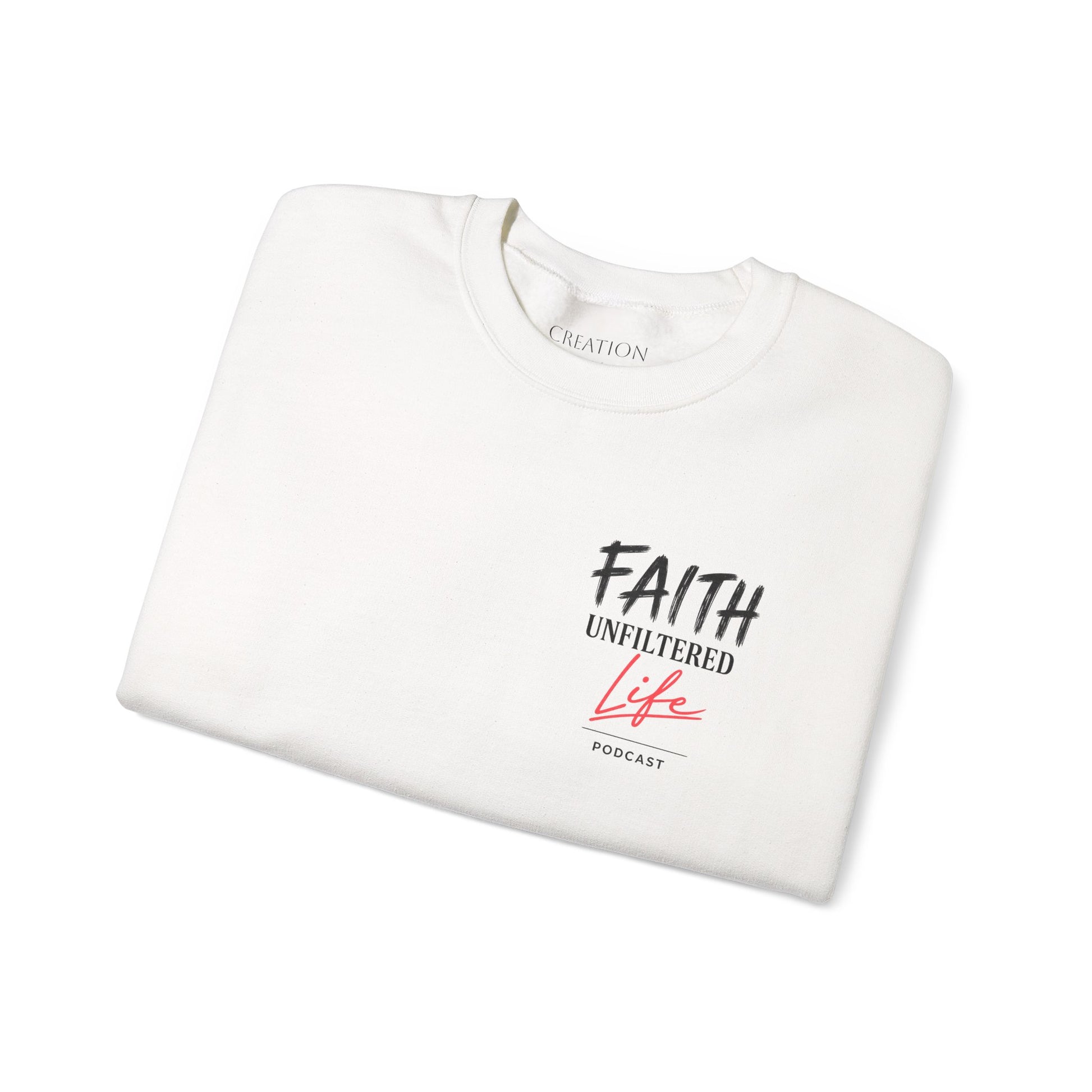 Faith Unfiltered Crewneck Sweatshirt — "Live Ful" Inspirational Christian Pullover White