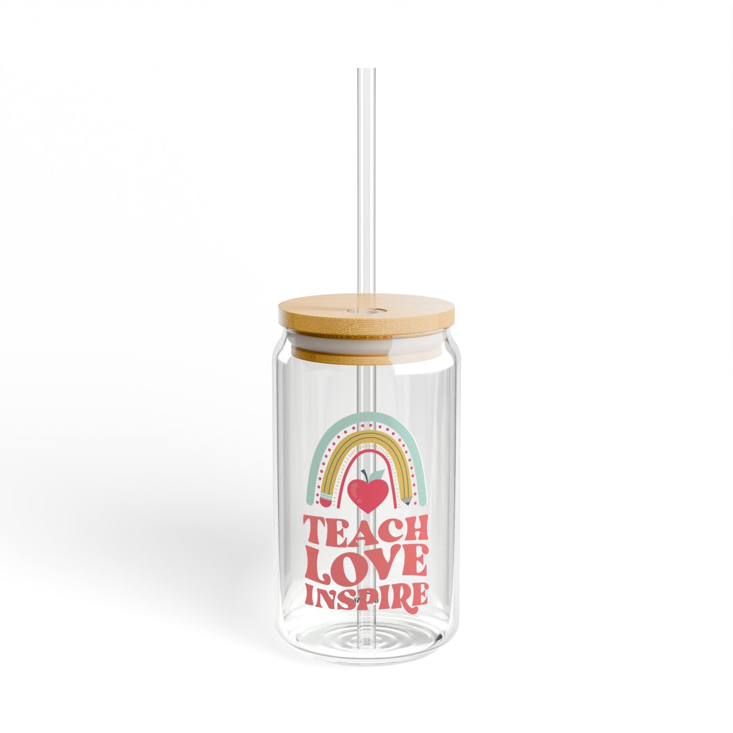 Teach Love Inspire Glass Cup, 16 Ounce Cup