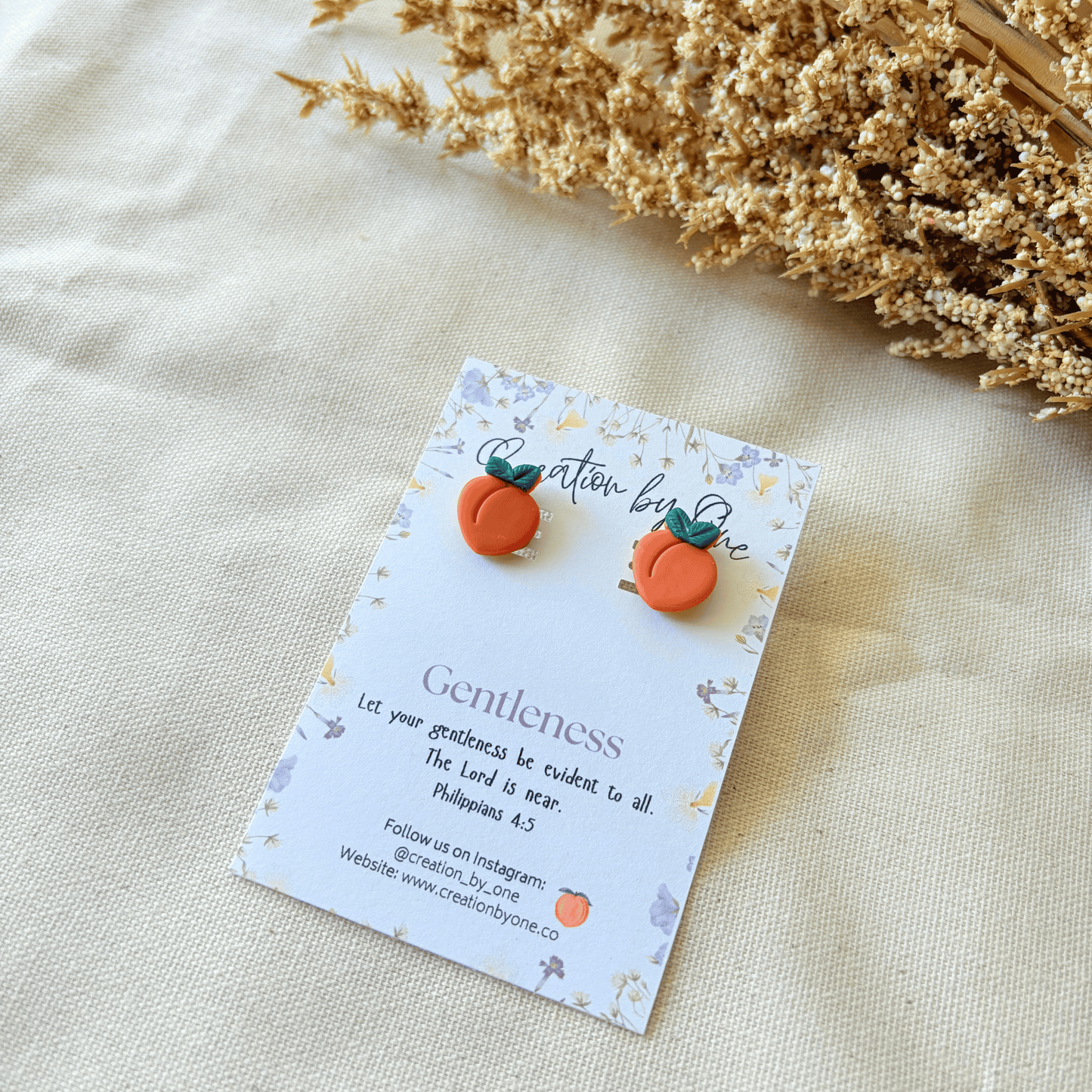 Soft Peach Gentleness Earrings – Fruits of the Spirit