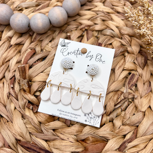 Elegant White Polymer Clay Earrings