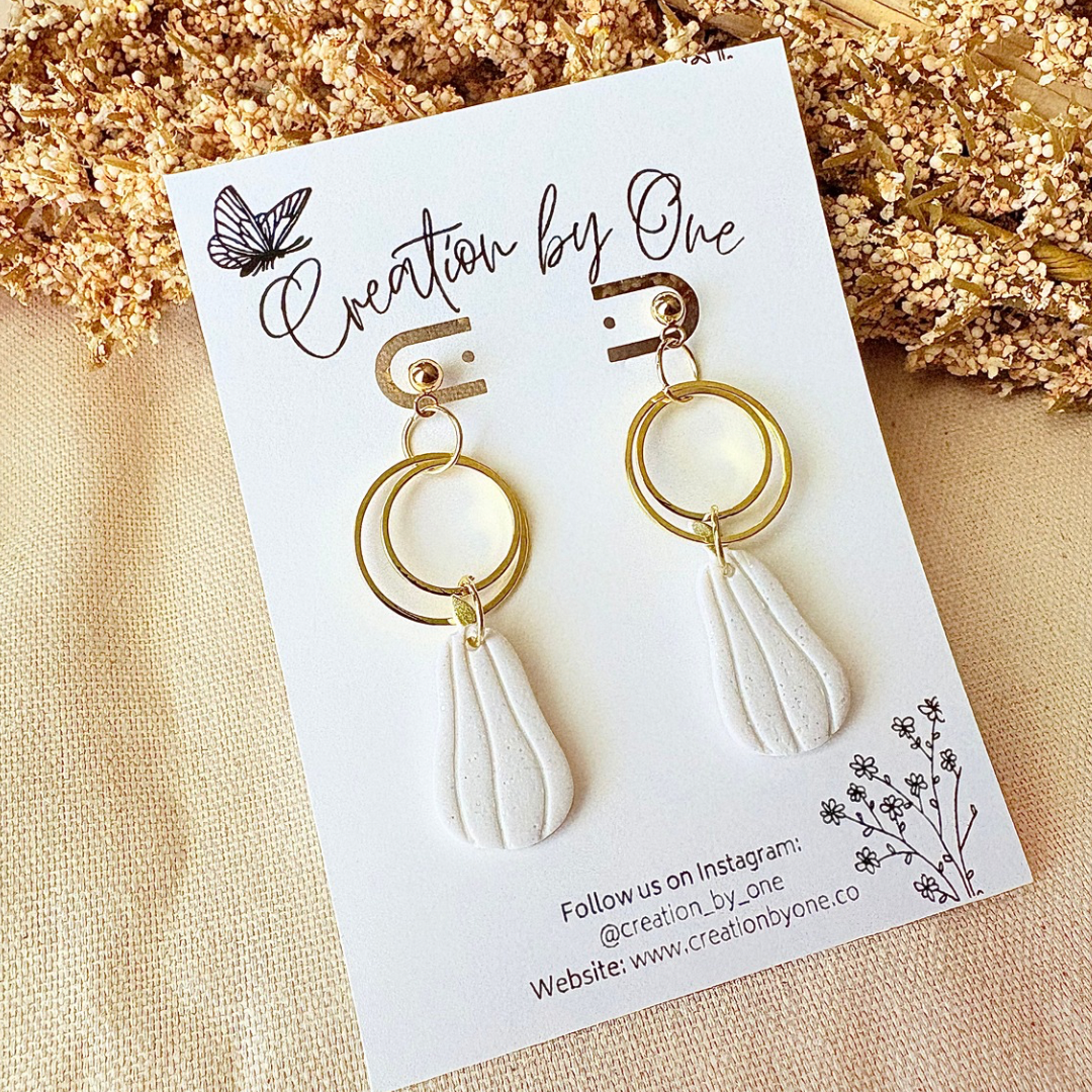 Neutral Squash Polymer Clay Earrings – 14K Gold Plated Studs | Handmade Fall & Thanksgiving Jewelry