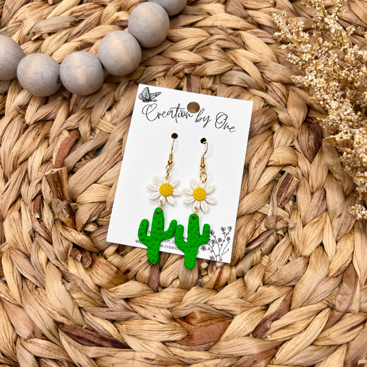 Flower Cactus Polymer Clay Earring