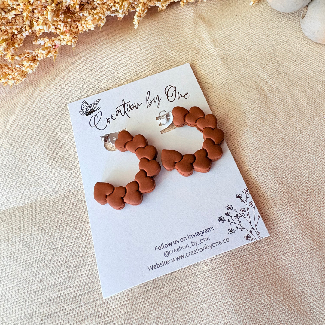 Brown Neutral Hoop Earrings | Lightweight Handmade Polymer Clay Jewelry