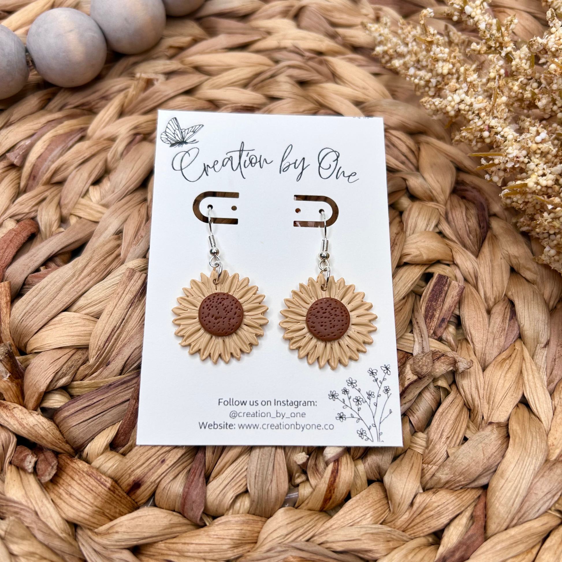 Sunflower Earrings Hypoallergenic Silver