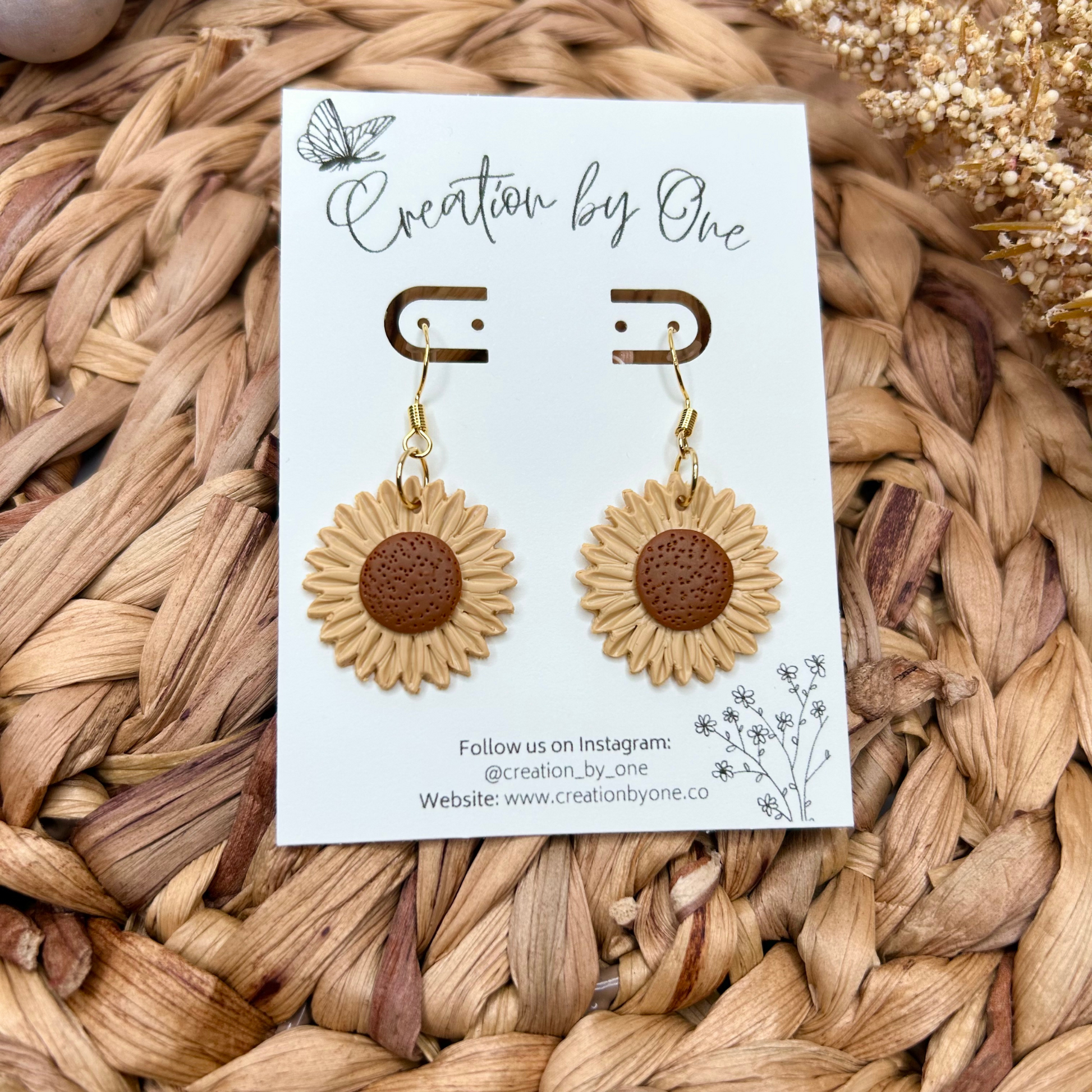 Sunflower Earrings 14K Gold Plated