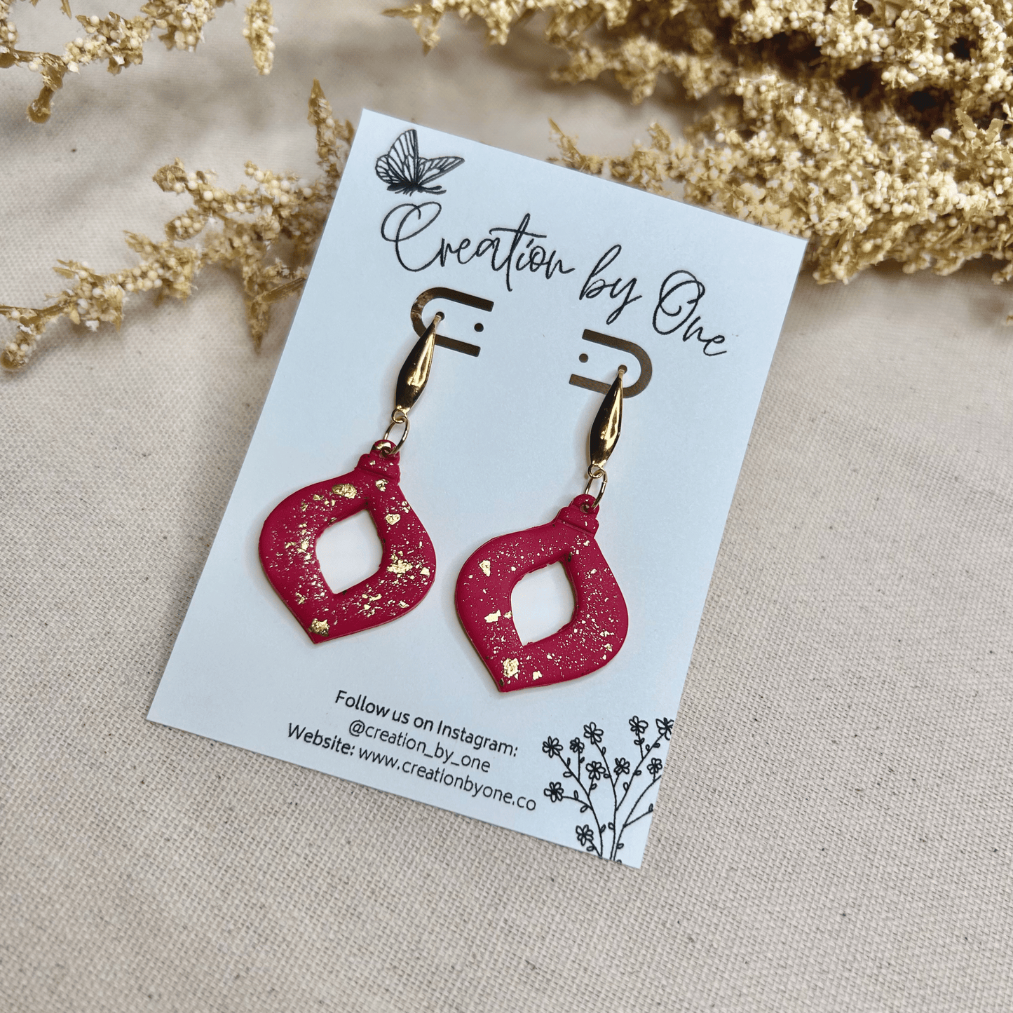 Red Ornaments Polymer Clay Earrings