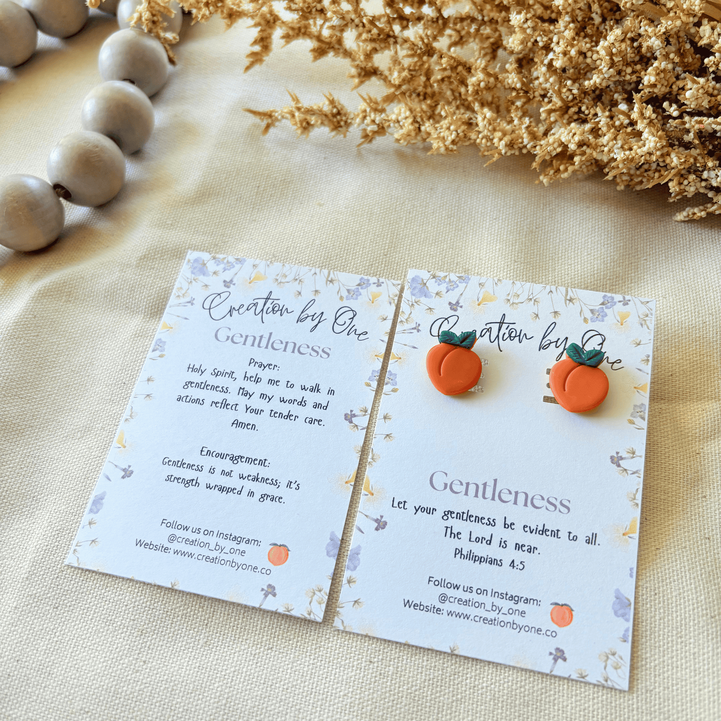 Soft Peach Gentleness Earrings – Fruits of the Spirit