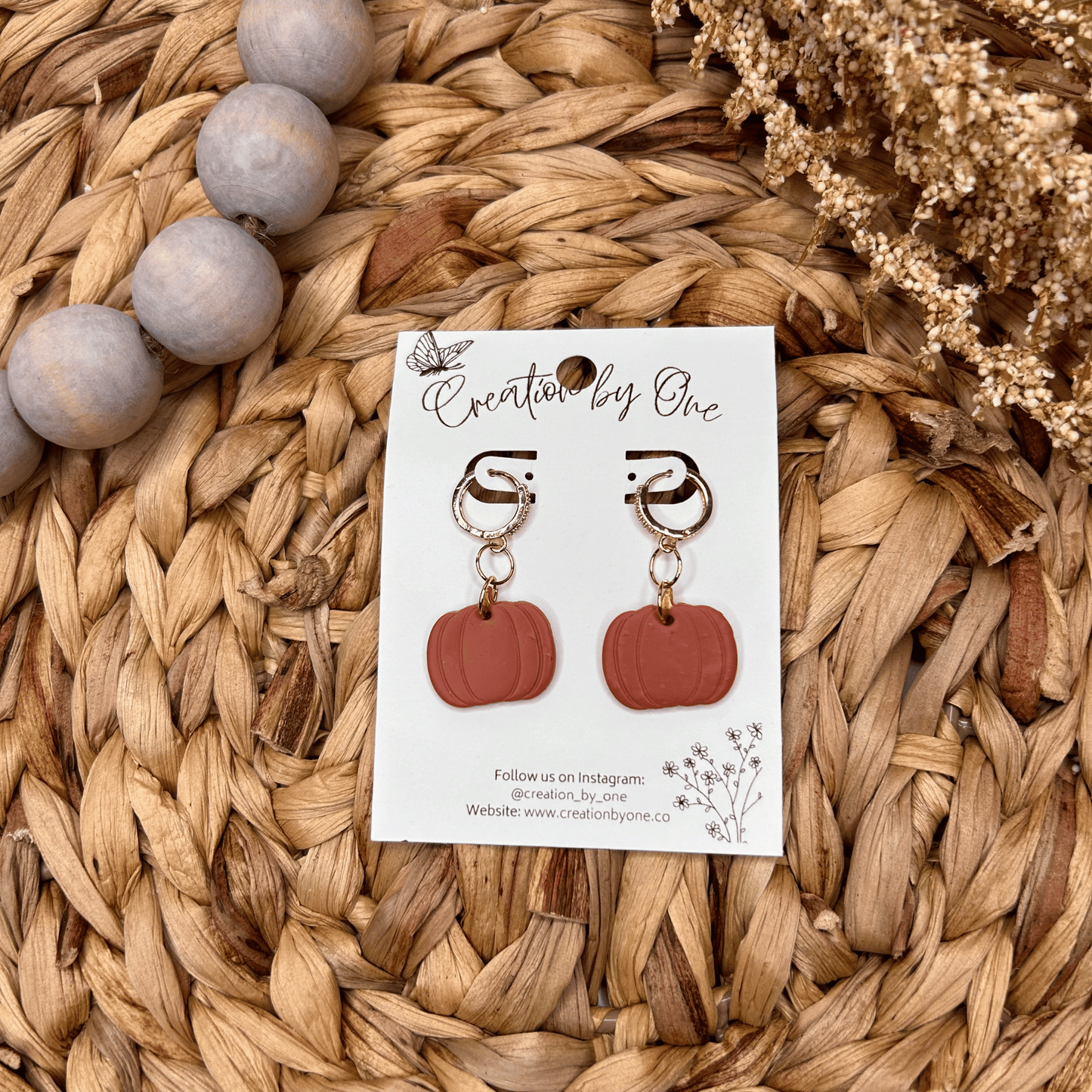 Pumpkin Huggies Polymer Clay Earrings