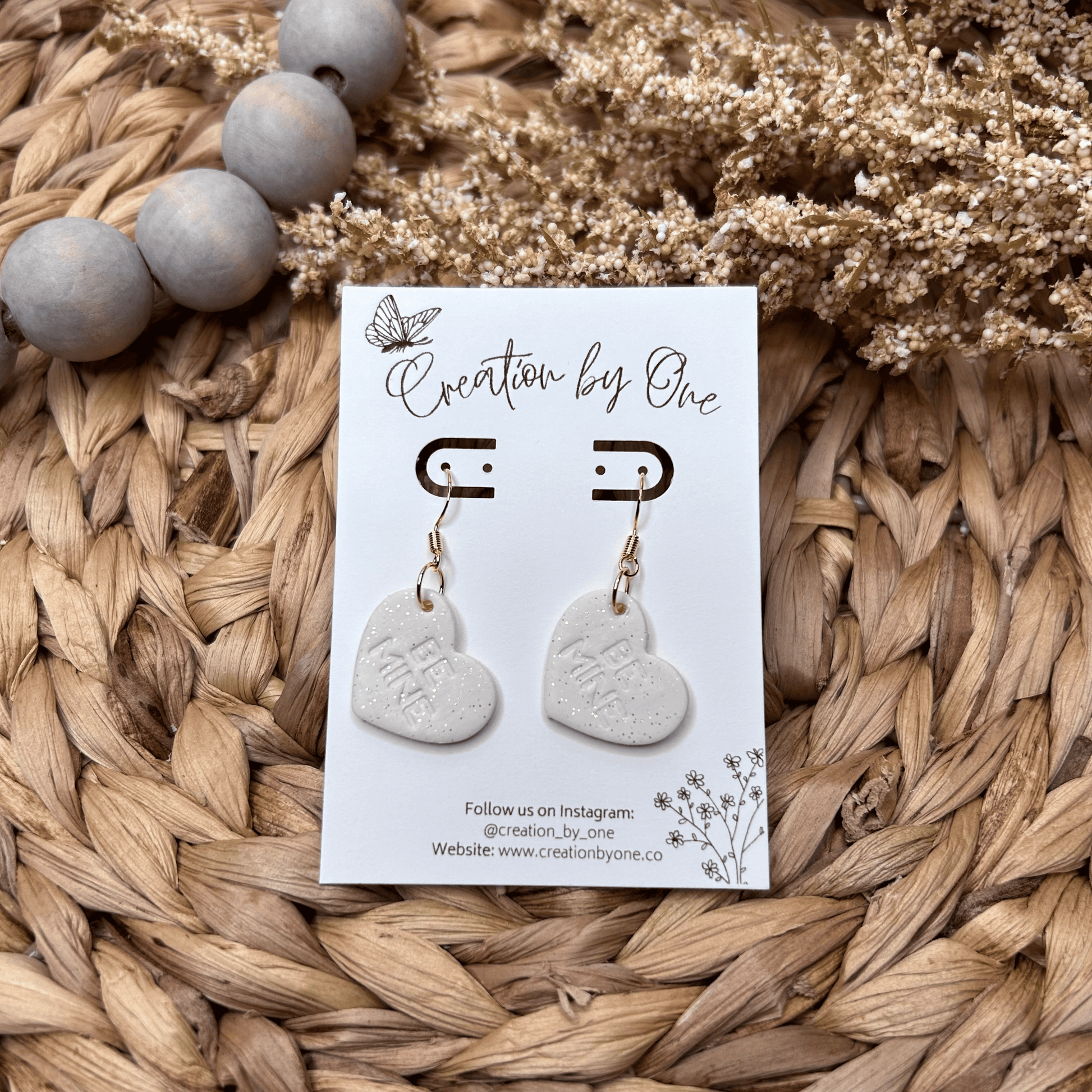 White Valentine Clay Earrings BE Mine