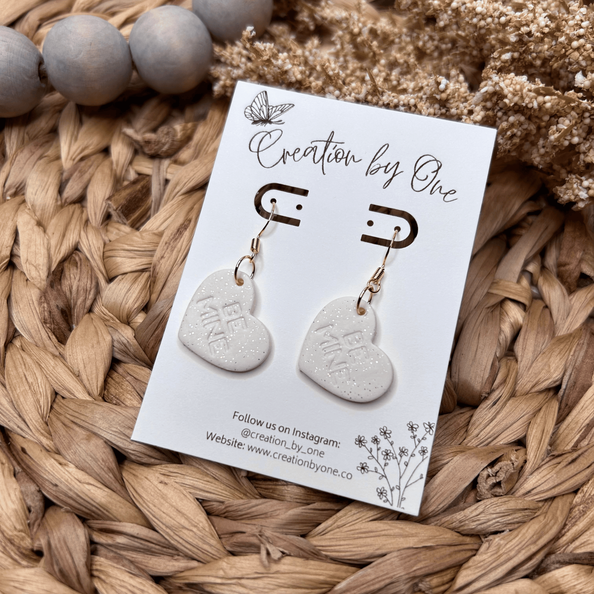 White Valentine Clay Earrings BE Mine