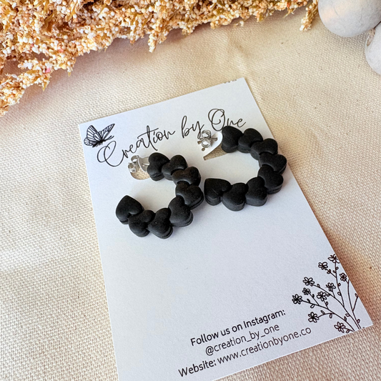 Black Hoop Earrings | Lightweight Handmade Polymer Clay Jewelry