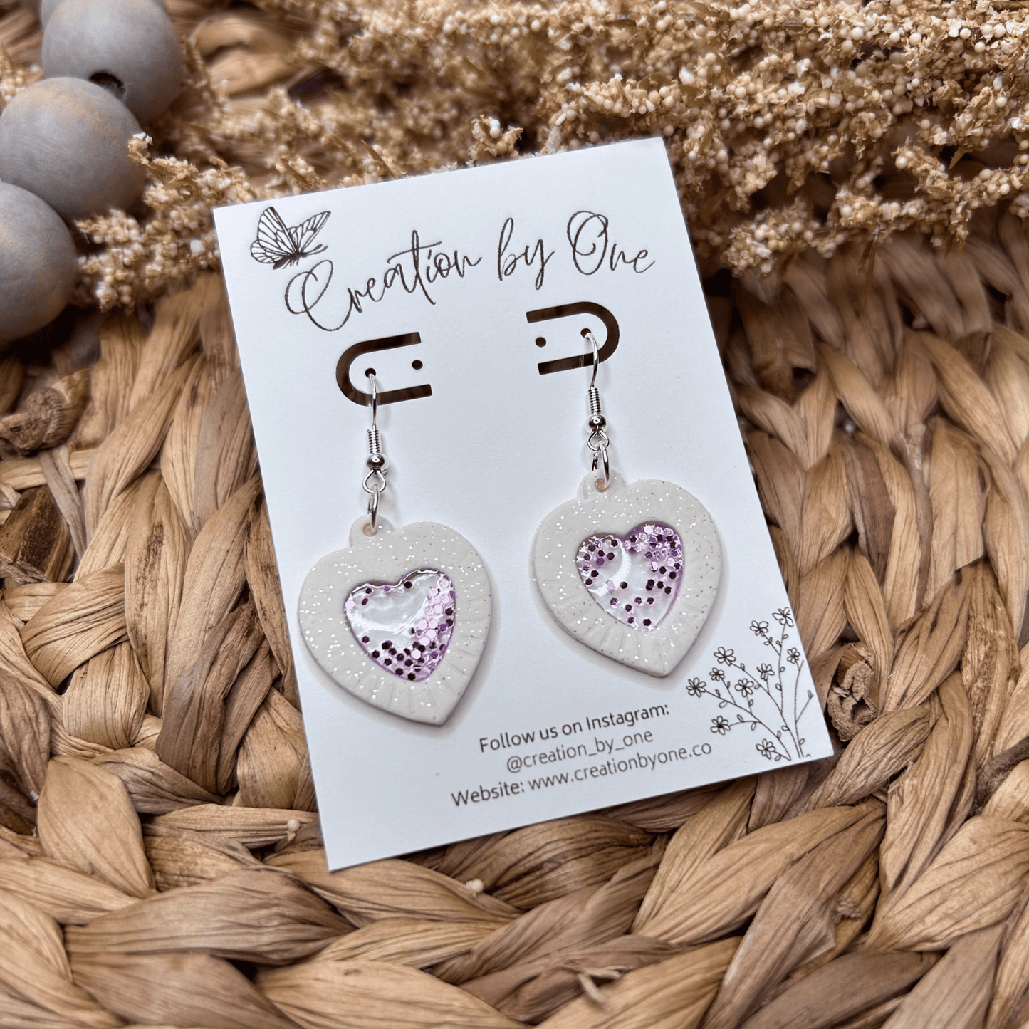 Transparent Heart Valentine Clay Earrings