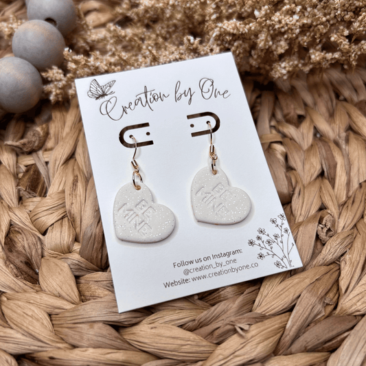 White Valentine Clay Earrings BE Mine