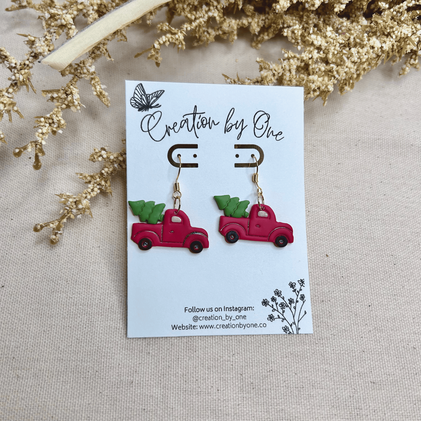 Christmas Truck Polymer Clay Earrings