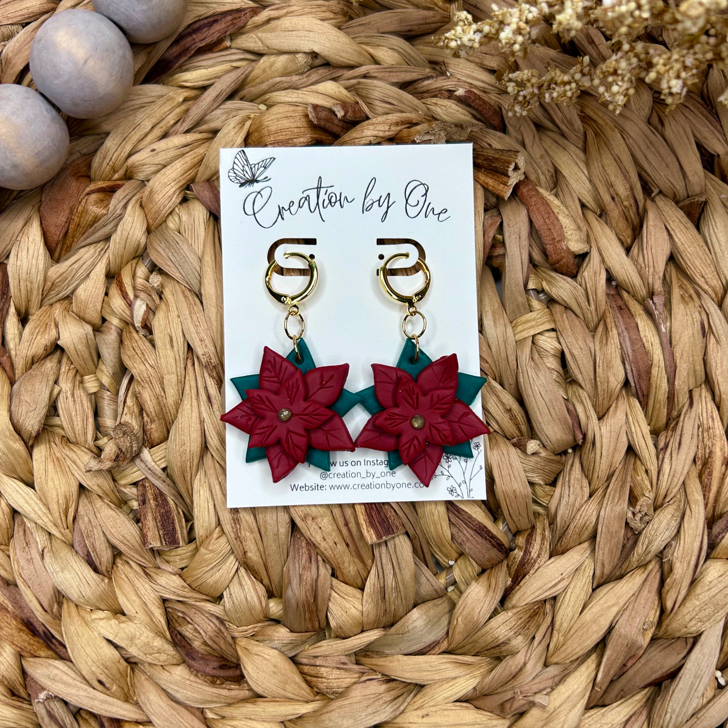 Poinsettia Polymer Clay Earrings 