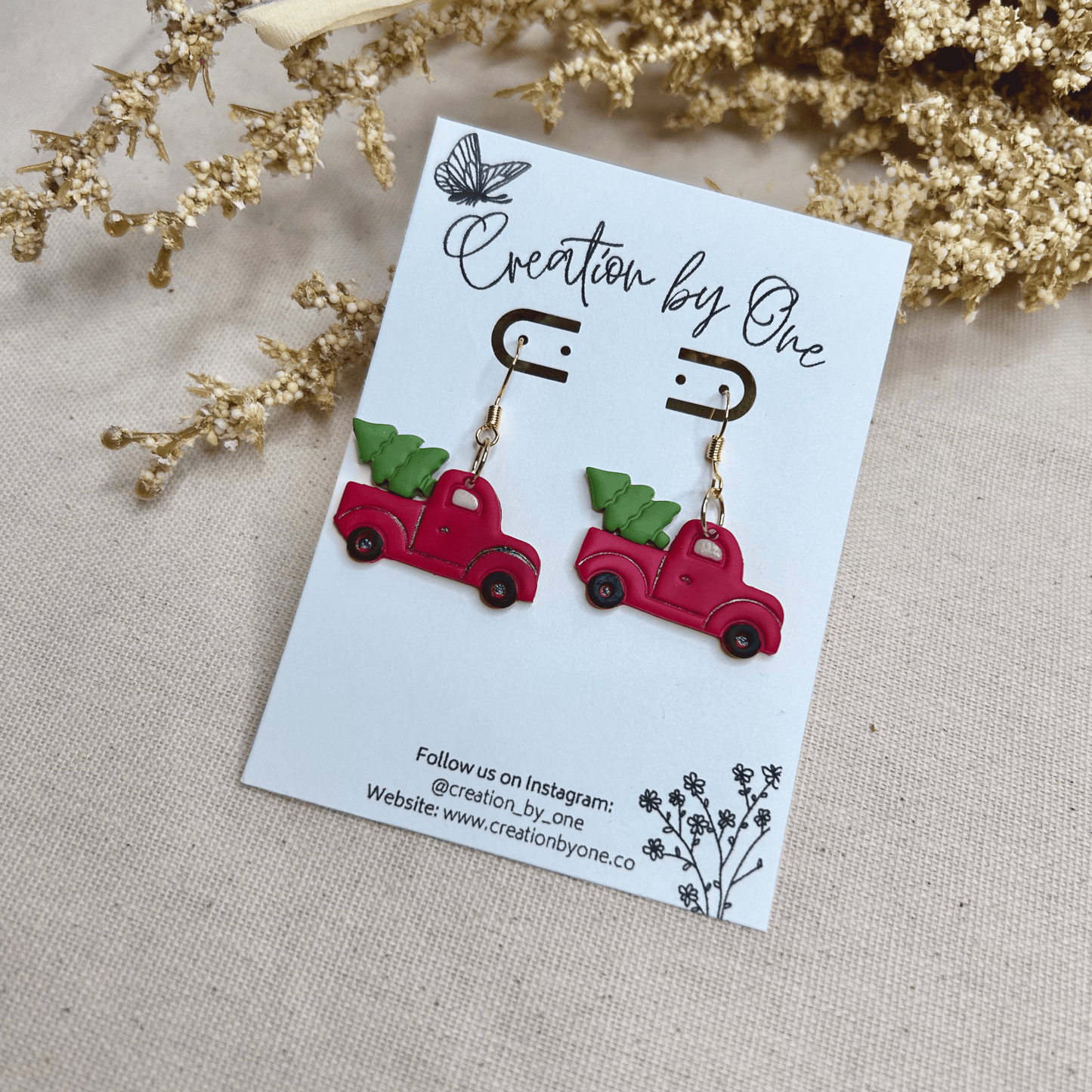 Christmas Truck Polymer Clay Earrings