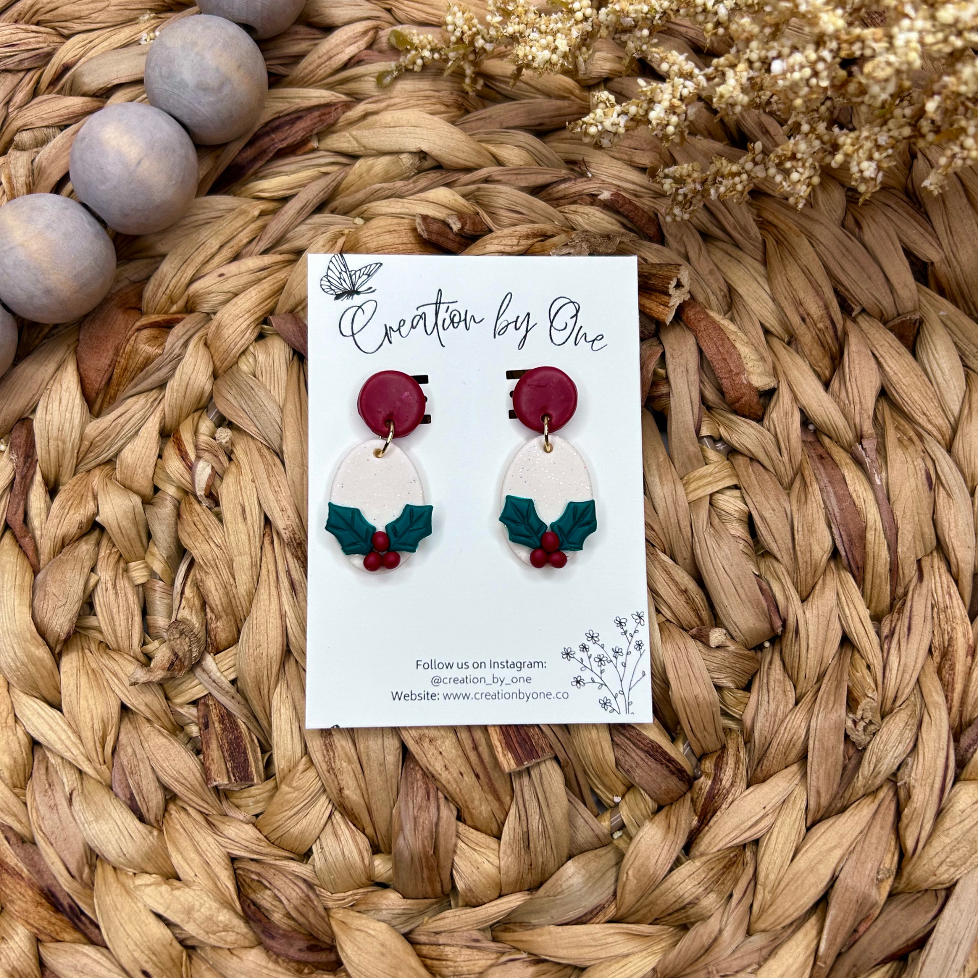 Mistletoe Polymer Clay Earrings