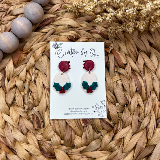 Mistletoe Polymer Clay Earrings