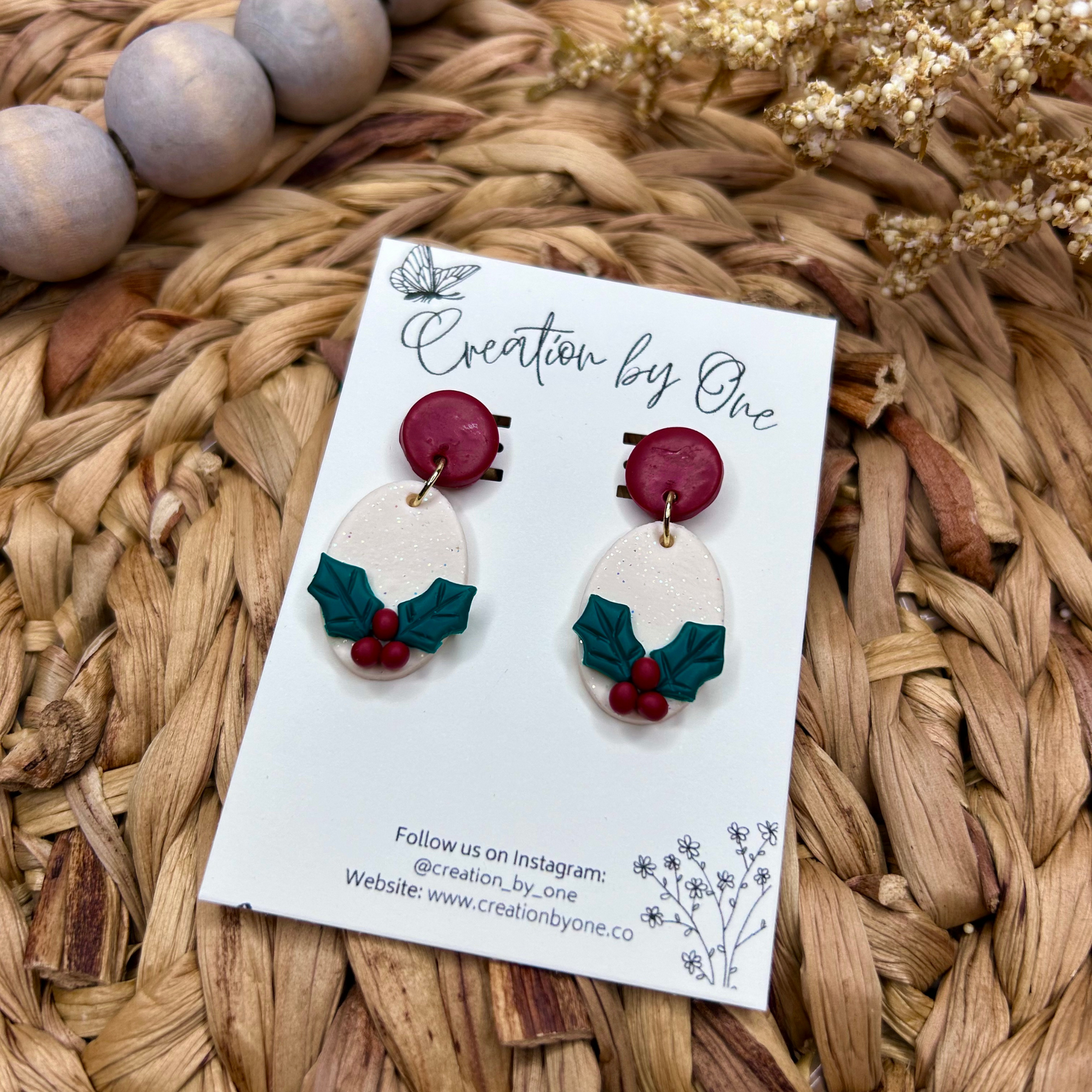 Mistletoe Polymer Clay Earrings