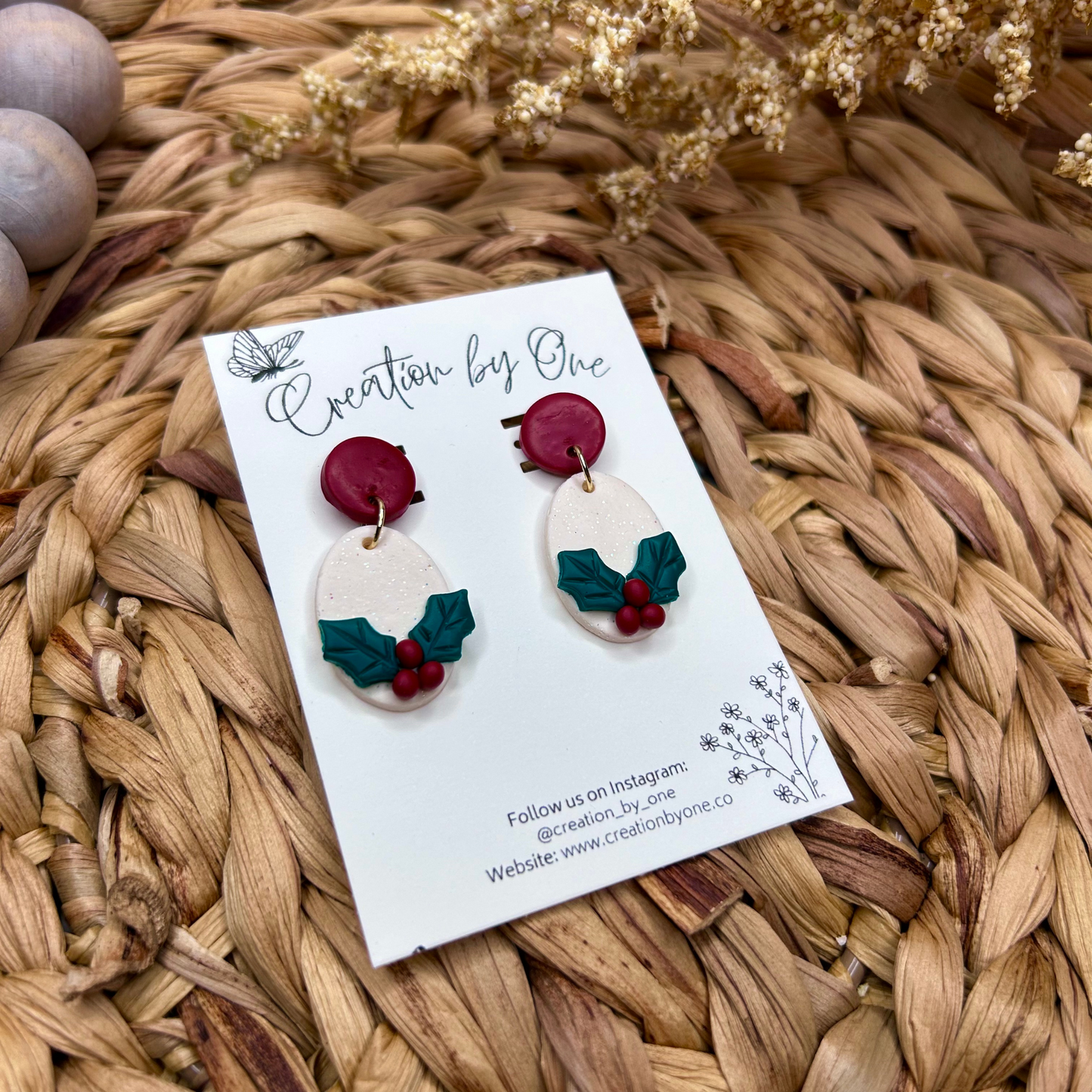 Mistletoe Polymer Clay Earrings