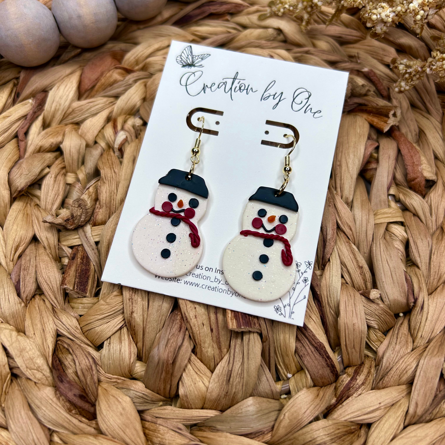 Classic Snowman Polymer Clay Earrings