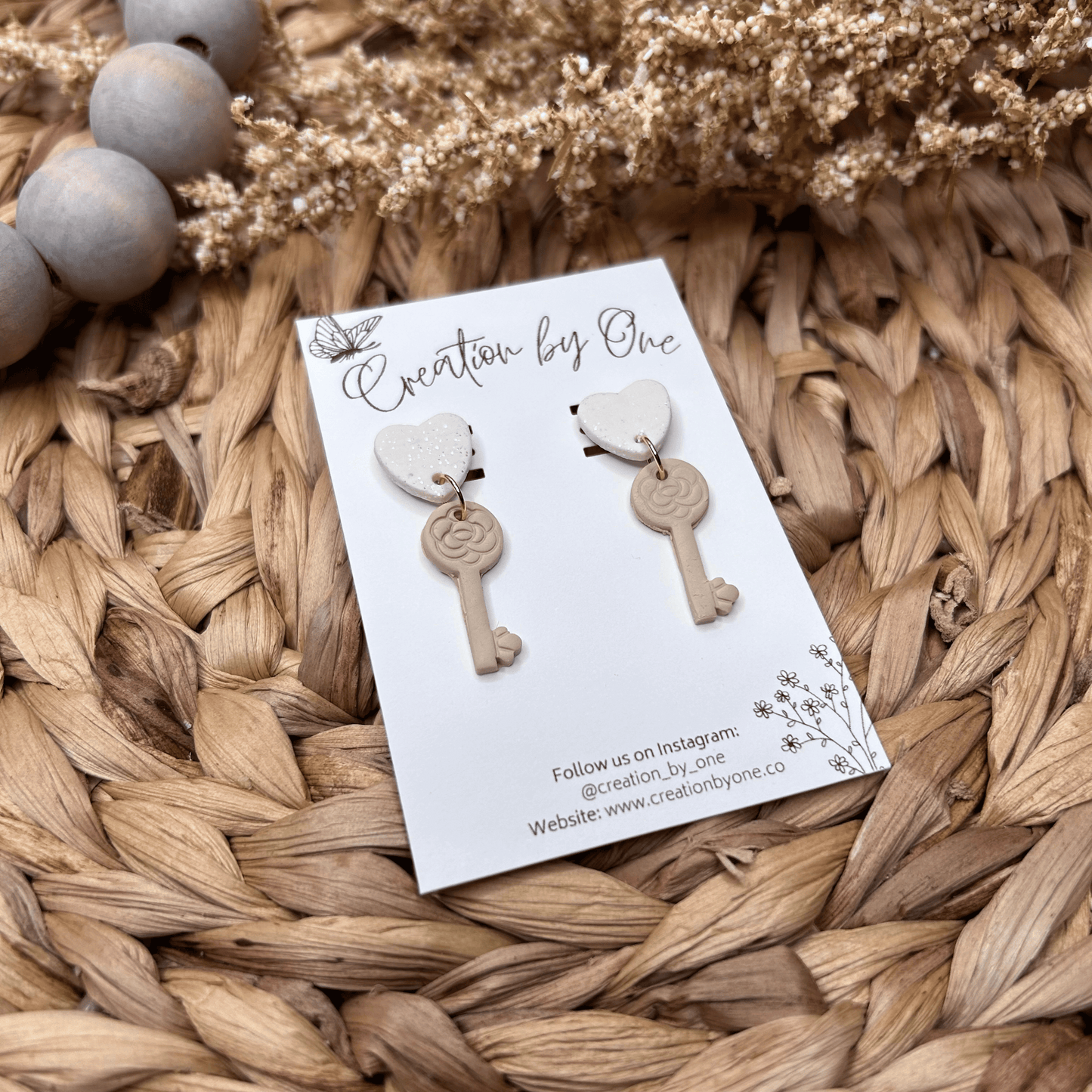 Keys to my Heart Valentine Clay Earrings