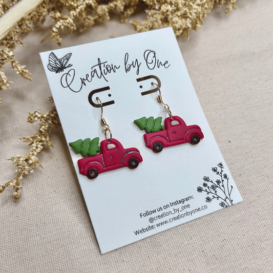 Christmas Truck Polymer Clay Earrings