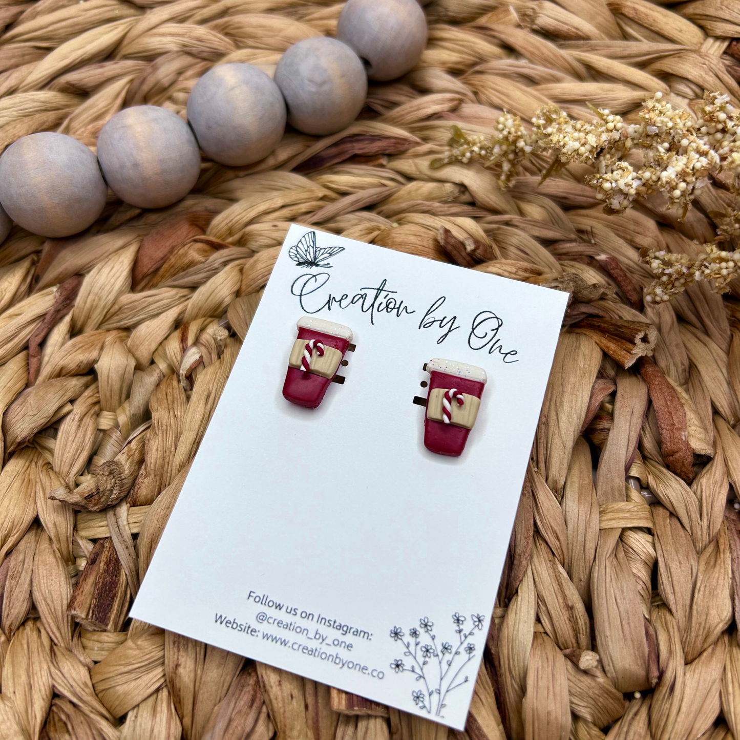 Peppermint Mocha Latte Polymer Clay Earrings