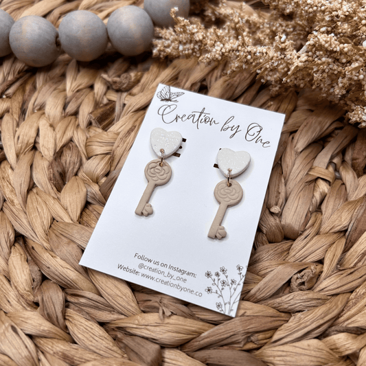 Keys to my Heart Valentine Clay Earrings