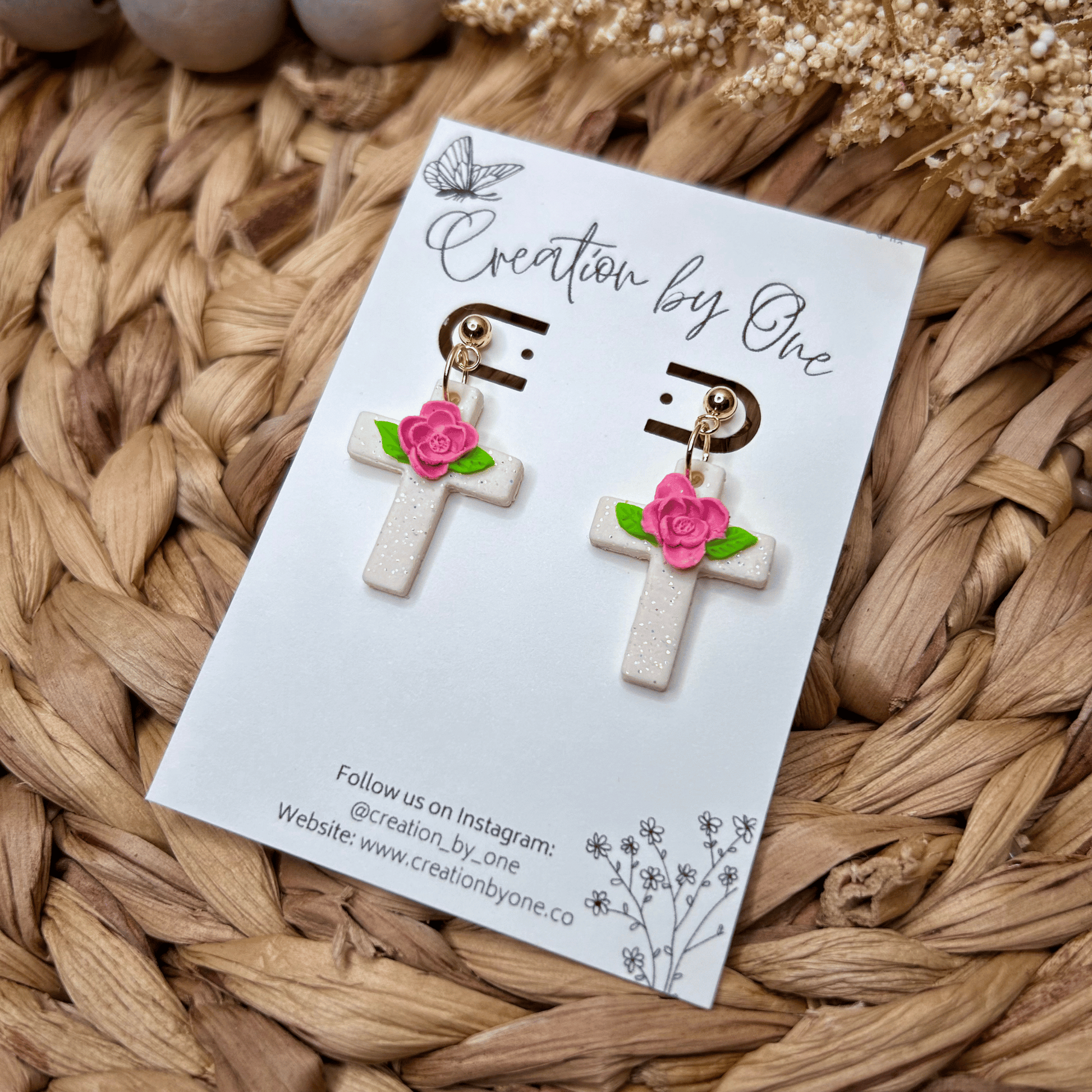 Blooming Cross Polymer Clay Earrings