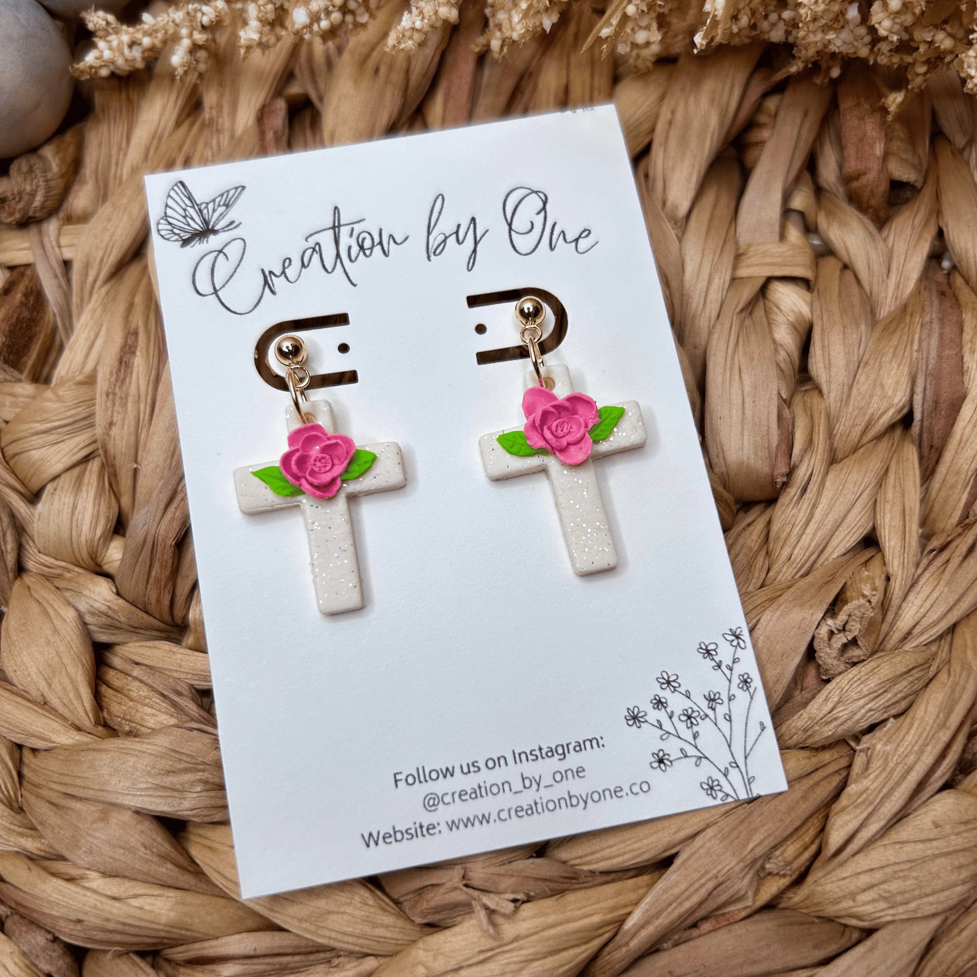 Blooming Cross Polymer Clay Earrings