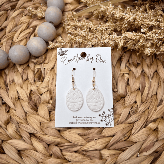 Classic White Easter Egg Polymer Clay Earrings