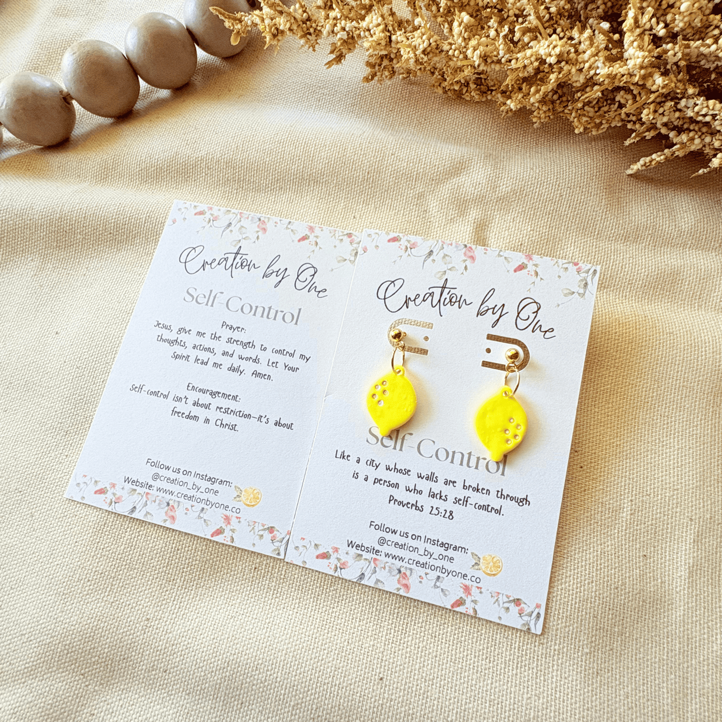 Zesty Lemon Self-Control Earrings – Fruits of the Spirit