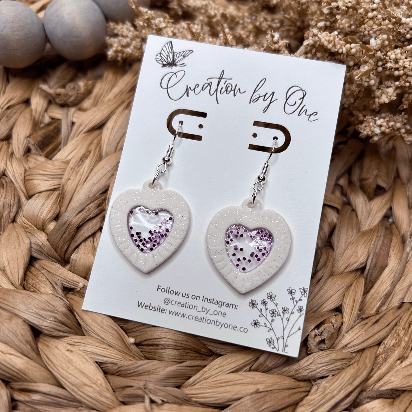 Transparent Heart Valentine Clay Earrings