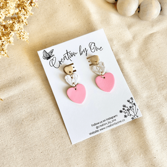 Neutral Hearts Polymer Clay Earrings